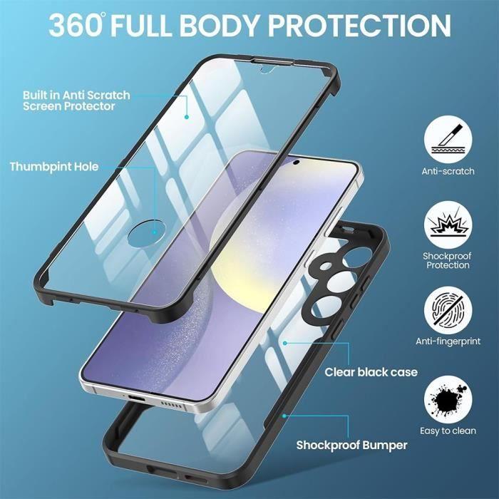 Coque de protection - BOOLING - Samsung Galaxy S24 - Protection intégrale - Semi-rigide - Noir