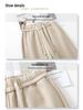 Women's Off-White Wool Wide-Leg Pants - Autumn/Winter 2024, Soft and Thickened Straight-Leg Design.