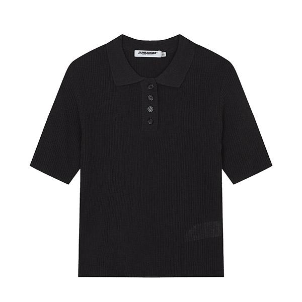 JAMBANGEE Women'S) Collared Short Sleeve Knit_Bn2Wsw373-Bk
