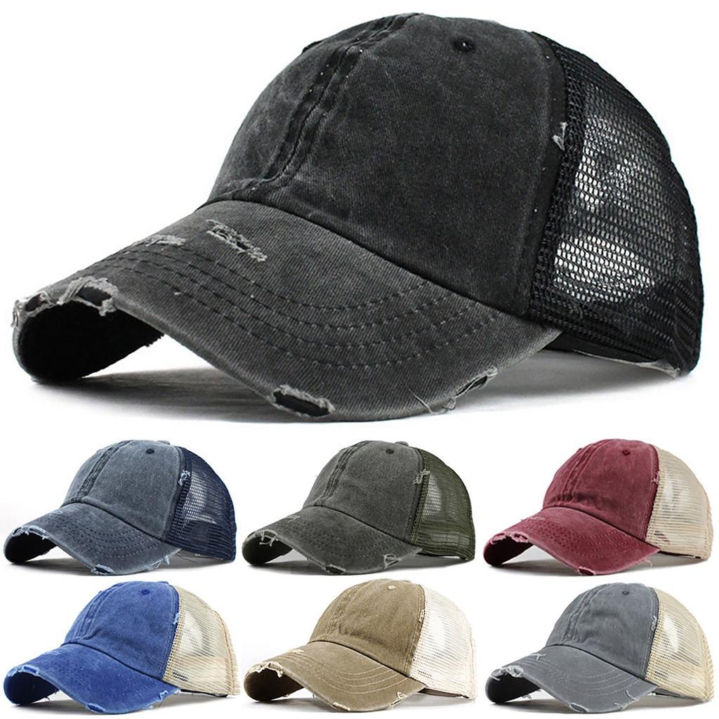 Pferdeschwanz Messy Buns Trucker Plain Baseball Visor Cap Unisex Hut