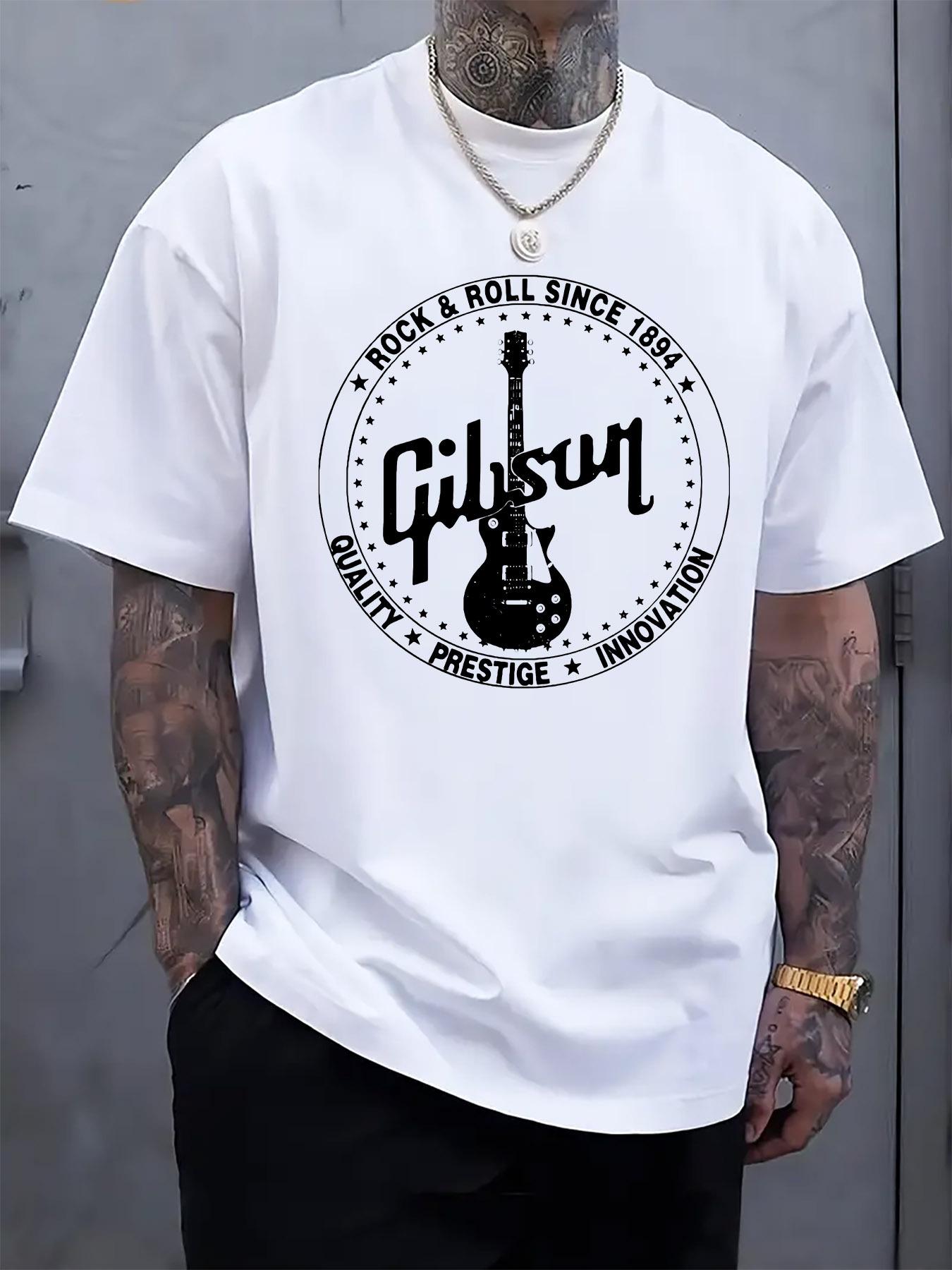 Gilson Guitar Logo Print Round Neck Tshirt - Stylish Regu... M