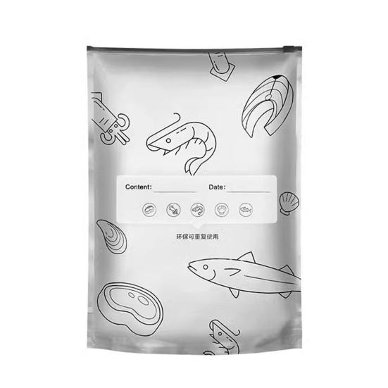 30/60/90Pcs Aluminum Foil Sealable Storage Bags Reusable Leakproof Vacuum Pouches with Label Zip Lock Food Grade Vegetable Fruit Meat Sealing Bag