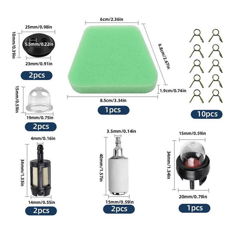 Chainsaw and lawn mower parts, universal garden filter, fuel line, primer bulb, and fuel pump assembly