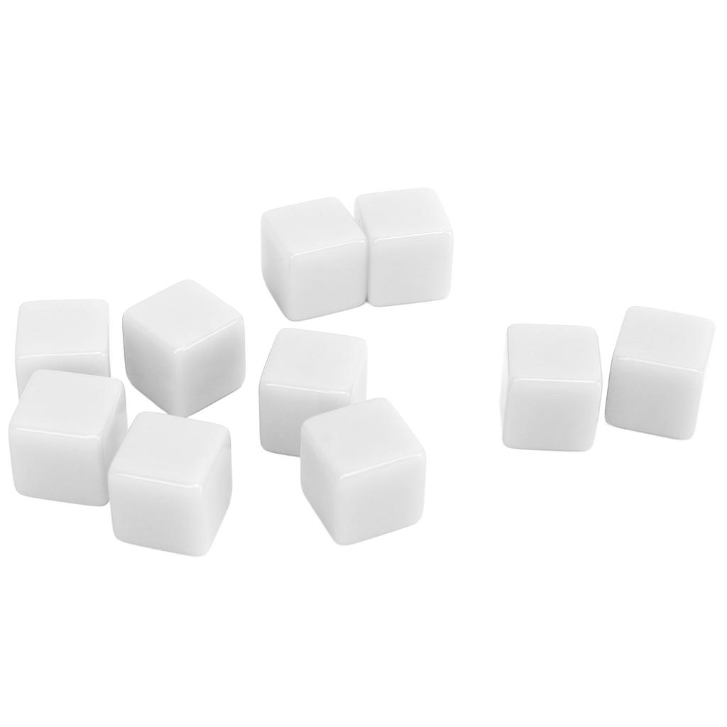 30 Pcs 16mm Dice Set Six Sided Blank Dice Write On Cubes Game for Math Teaching Education White