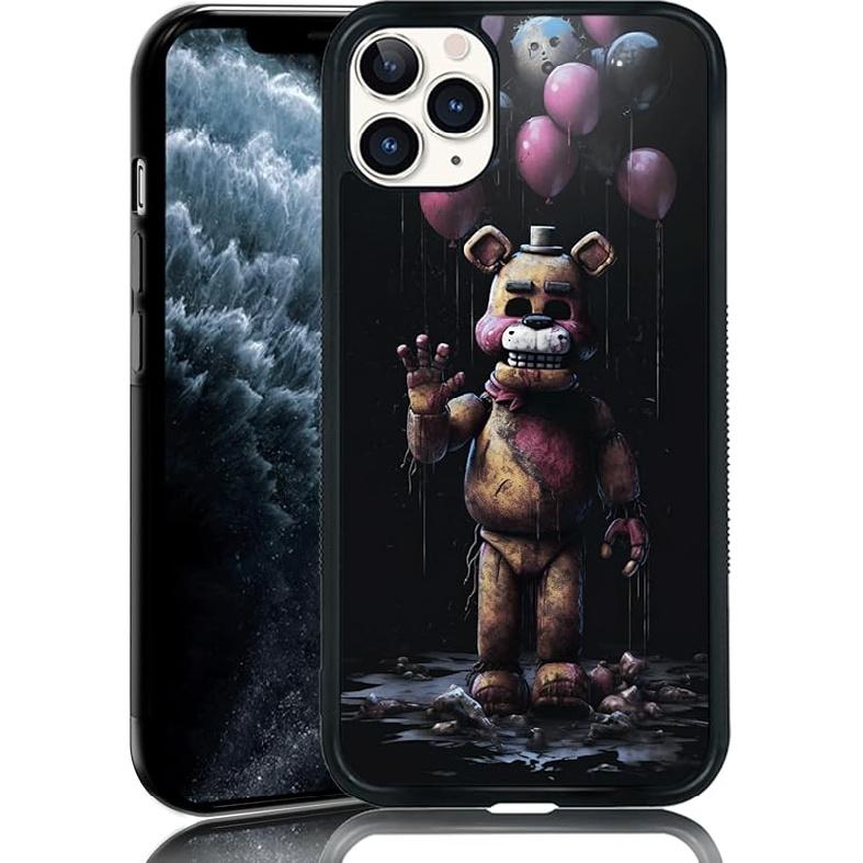 Black Cute FNAF Phone Case Fit for iPhone XR, TPU Shockproof Protective iPhone Case Horror Five Nights Video Game Phone Cover Gift for Boy Girl Men