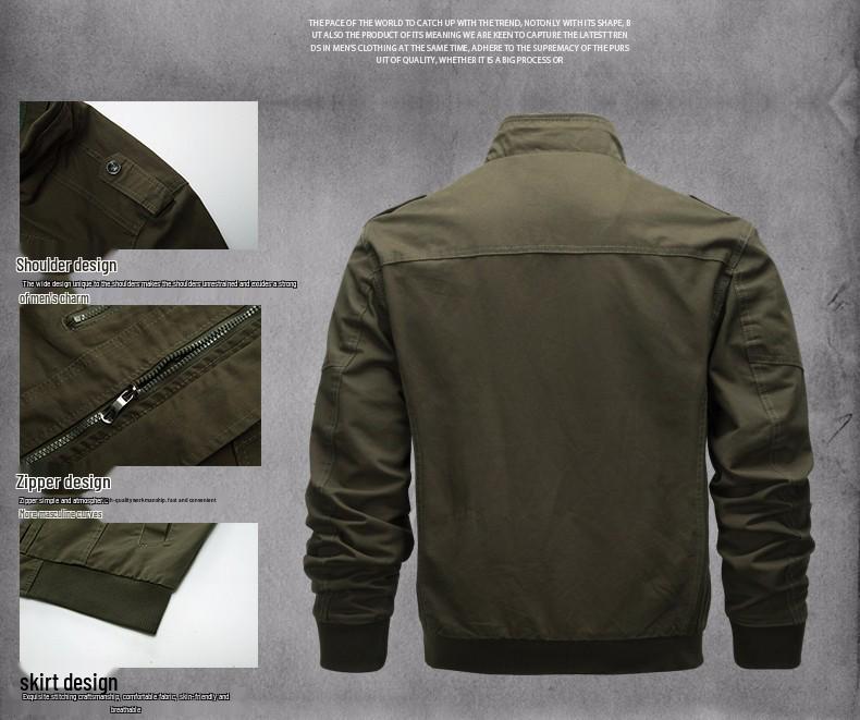 Men's 2023 Spring Casual Cotton Military Jacket - Loose Fit Plus Size Workwear Coat