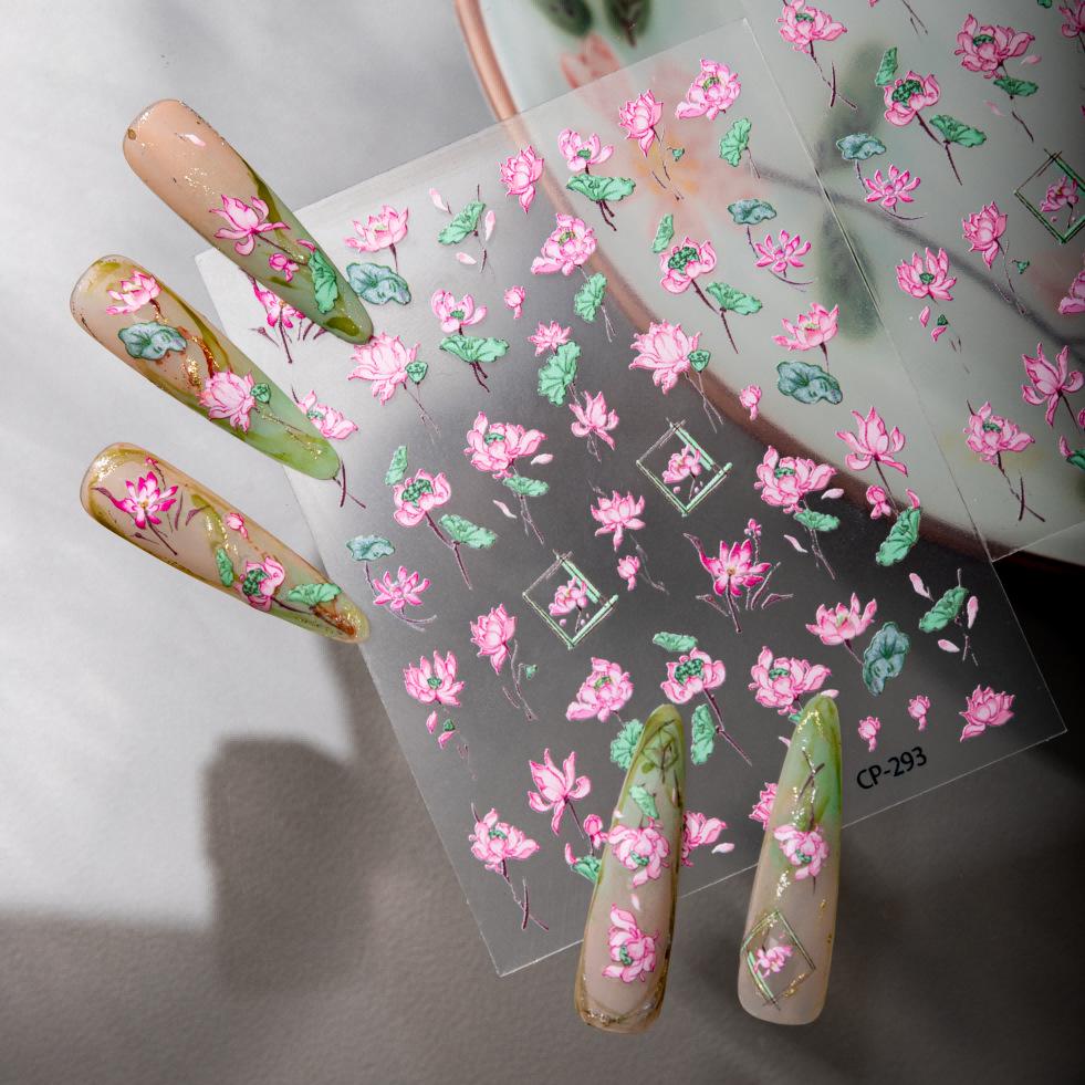 Cyansea 3D Lotus Water Lily Adhesive Nail Art Stickers