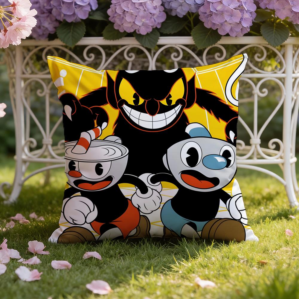 Cartoon C-Cuphead Cushion Cover Home & Car Dual-Scene Pillow Cover: Reversible for Premium Comfort
