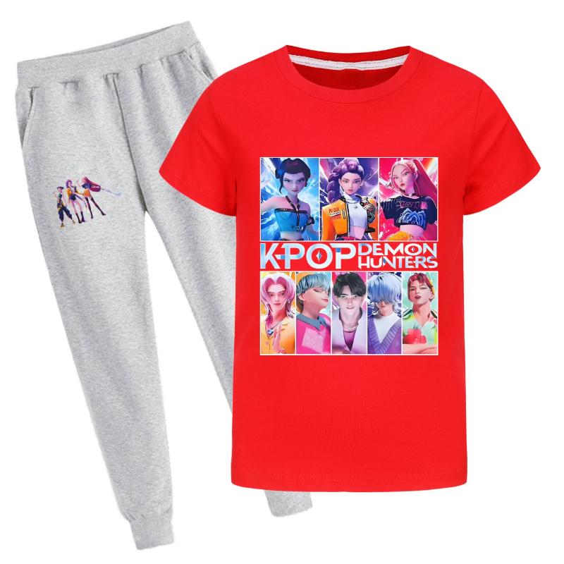 

Детская летняя футболка с коротким рукавом и мультяшным принтом, удобный универсальный комплект из футболки и брюк, комплекты одежды для детей, унисекс 170cm