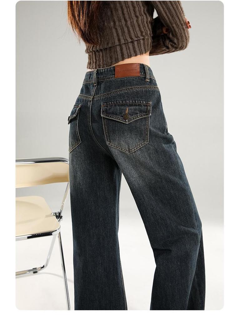 Women's Blue Retro High-Waist Slim Fit Flare Jeans