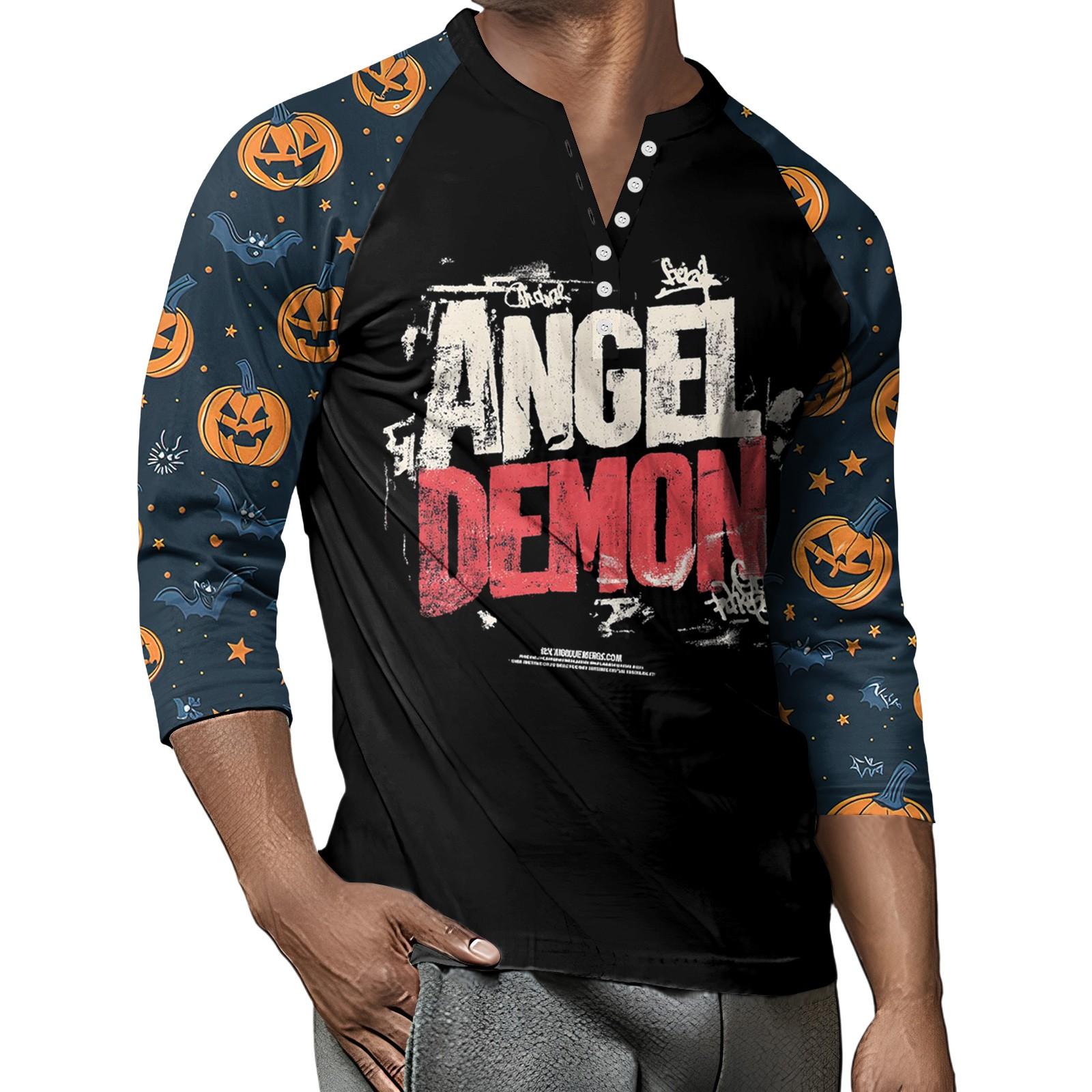 

Мужской контрастный топ реглан на пуговицах с рукавом 3/4 XL