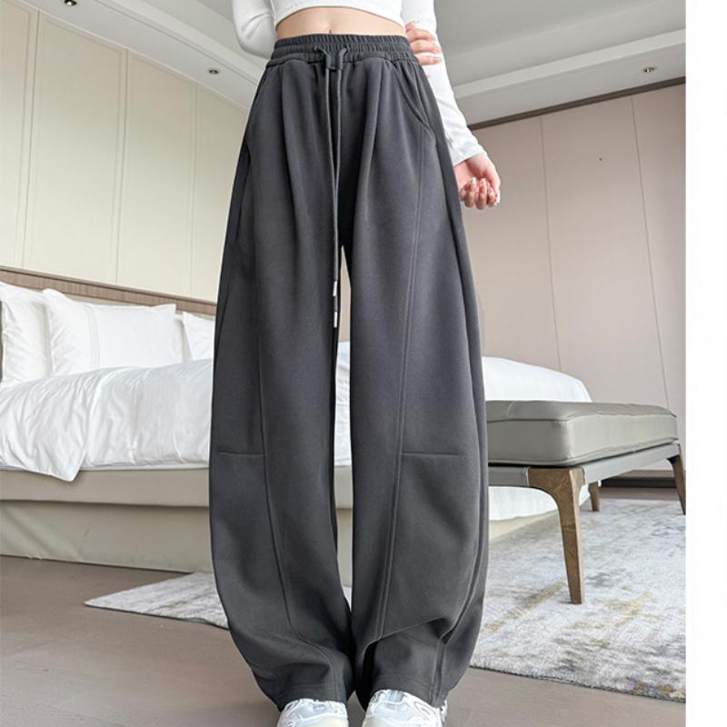 Sport Pants for Women In Autumn and Winter New High-waisted Velvet Wide-leg Pants Narrow Version Straight Banana Casual Pants