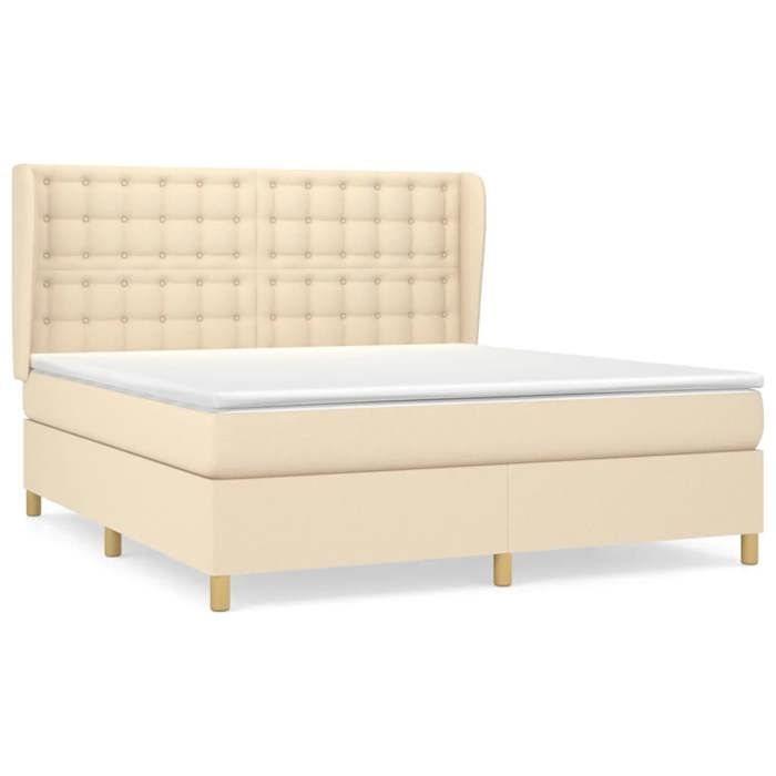 3128866 vidaXL Lit à sommier tapissier avec matelas Crème 180x200 cm Tissu