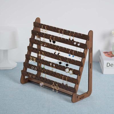 Vícevrstvý dřevěný stojan na náušnice Držák Velkokapacitní organizér na šperky Stojan pro domácí obývací pokoj ložnici Stolní desku