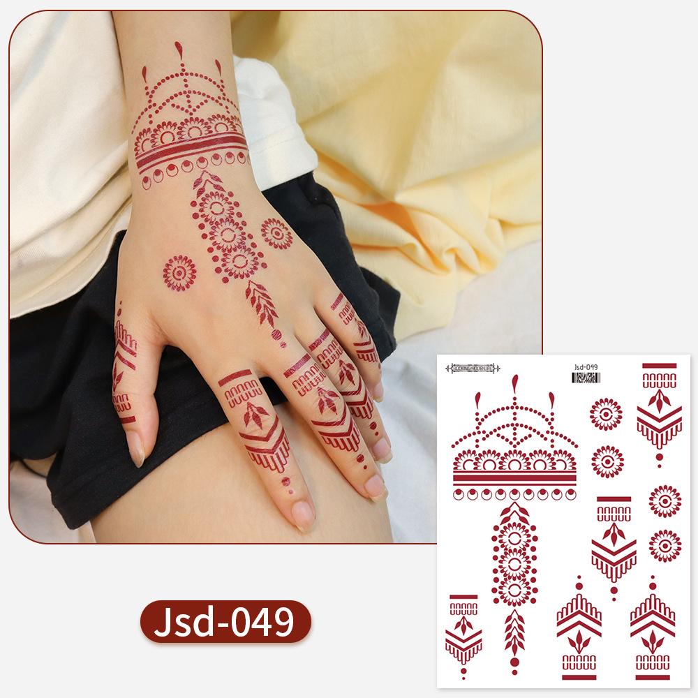 Whitening Red Henna Lace Mandala Flower Waterproof Temporary Tattoo Stickers for Women