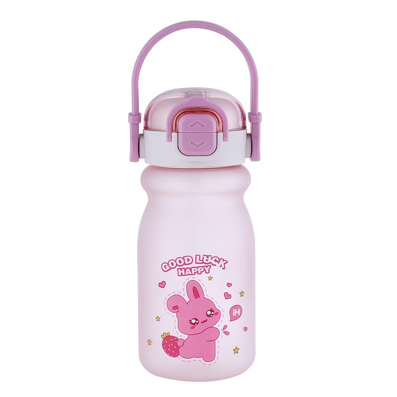 Water bottle new 1011 cartoon children's plastic cup high value double drinking straw water cup portable cute student cup