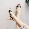 One Word with Sandals Fairy Style 2025 New Summer Women's Shoes Fashion Medium Heel Color Matching High Heel Thick Heel Shoes