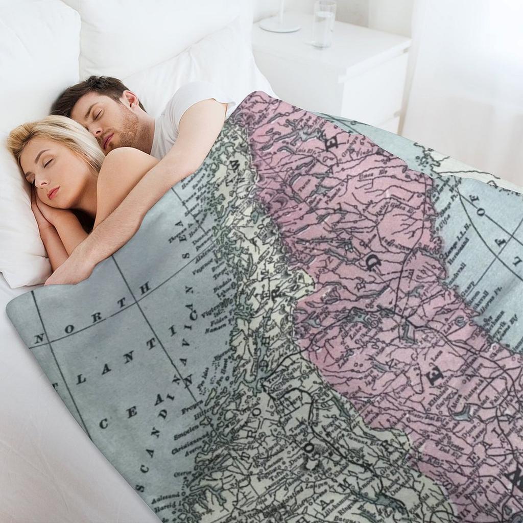 Norway and Sweden, vintage map Throw Blanket Winter beds Blankets For Baby Plush Beach Blankets