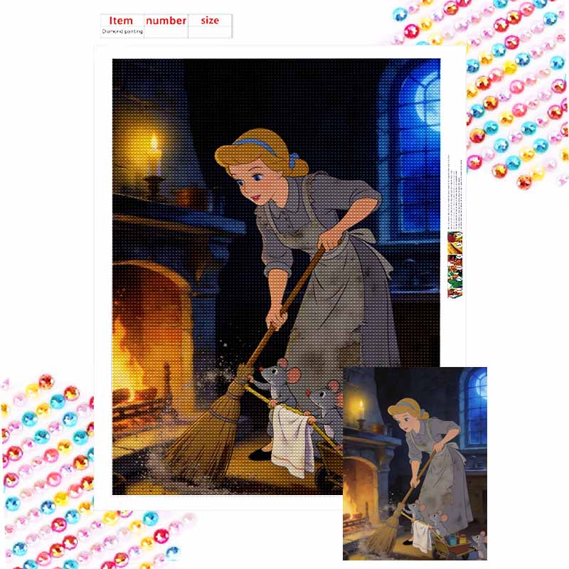 Disney Cinderella Sweeping Floor Mice Friends Diamond Paint Mosaic Art Painting Kit Handmade DIY Home Decor
