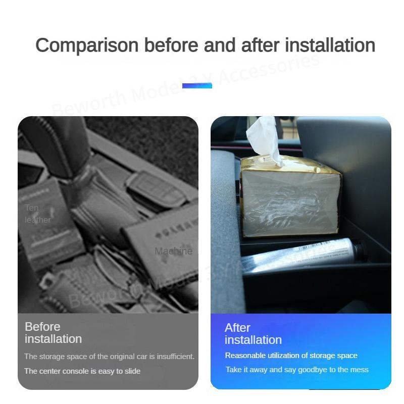 Für Tesla Model 3+ Highland Armaturenbrett ETC Halterung Ablage Aufbewahrungsbox TPE Instrumentenbrett Taschentuchbox Polster 2025 Model3 Zubehör
