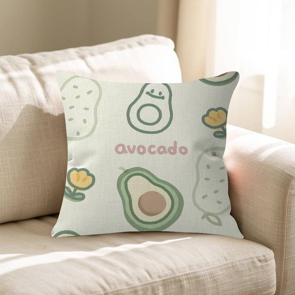 Cool Cartoon Avocado Office Cushion Pillowcase Car Cushion Cover45X45CM Lumbar Pillowcase Sofa Pillowcover