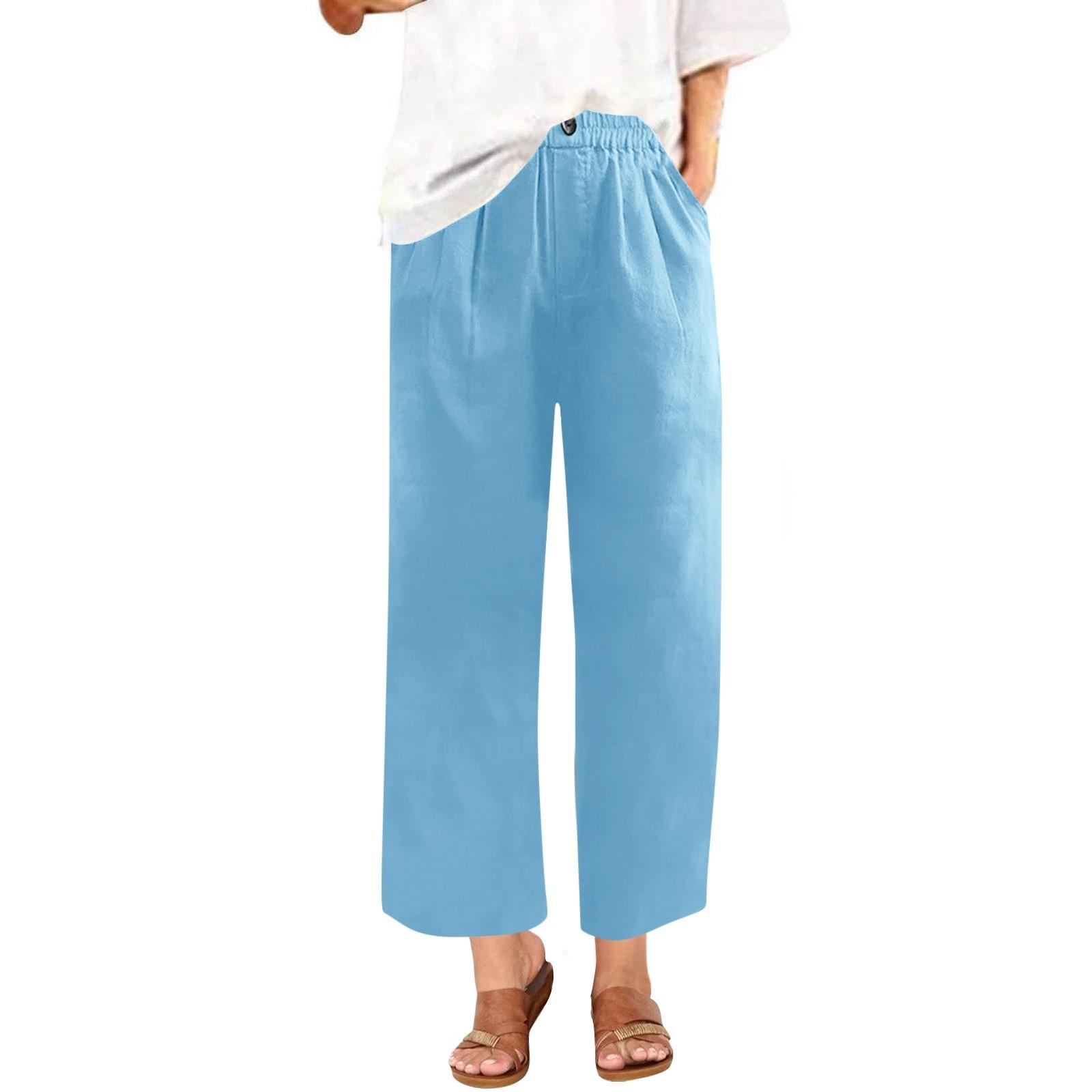 

Женские модные однотонные повседневные брюки с карманами и эластичной резинкой на талии L