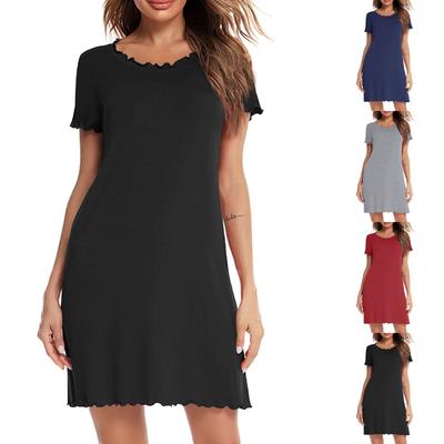 Women's Casual Home Short Sleeved Nightgown Soft Women's Pajamas Summer Light Pajamas Dress