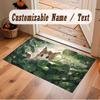 Mushroom Forest Theme Crystal Velvet Floor Rug Personalized Custom Name Text Warm Carpet Home Decoration