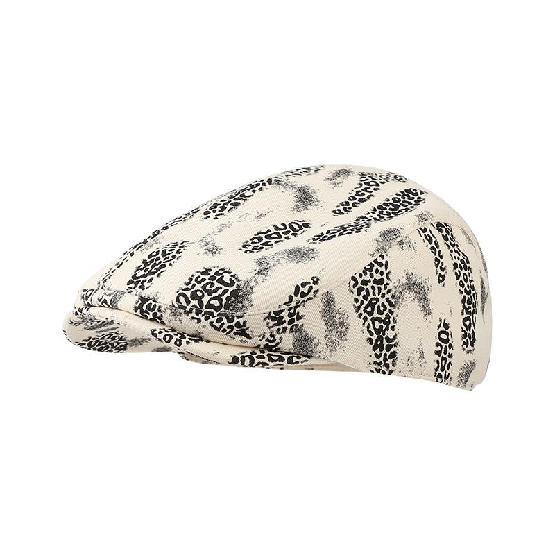 

Spring Summer American Retro Distressed Leopard Forward Newsboy Cap Women, Street Style Peaked Hat 56-58cm бежевий