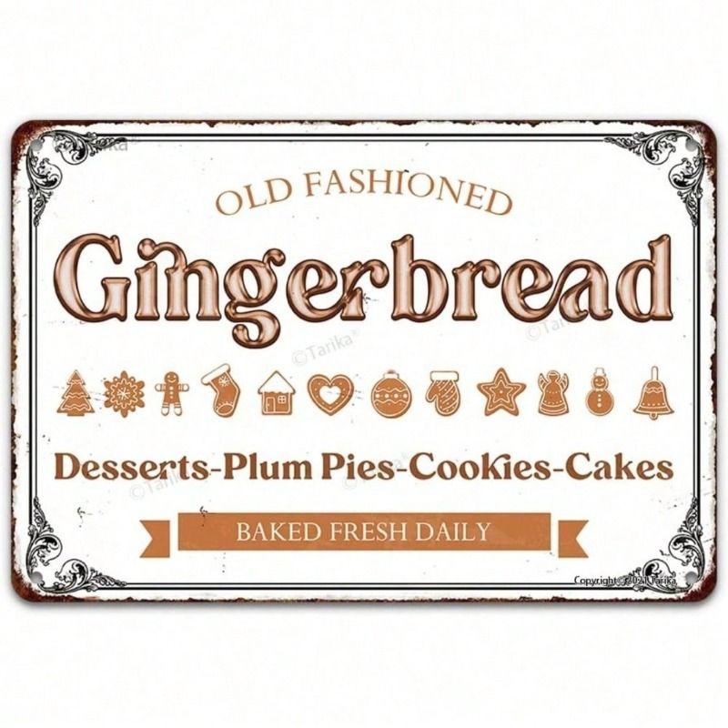 

Metal Wall Art Vintage Tin Sign for Kitchen, Gingerbread Cookie 8x12 Inch
