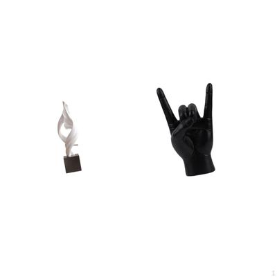 Abstract Figurine Statue with Rock Hand Gesture Creative Finger Sculpture for House Office Coffee
