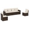 6 Piece Garden Sofa Set with Cushions Brown Poly Rattan