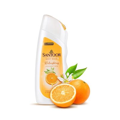 Santoor Refreshing Skin Body Wash, Enriched With Tangy Orange Oil & Neroli Extracts, Soap-Free, Paraben-Free, pH Balanced Shower Gel, 230ml