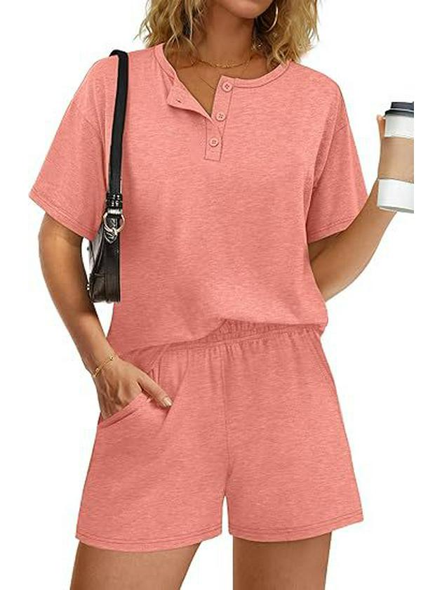 2026 Women's Casual Cotton Fashion Set: Round Neck T-shirt & Elastic Waist Shorts