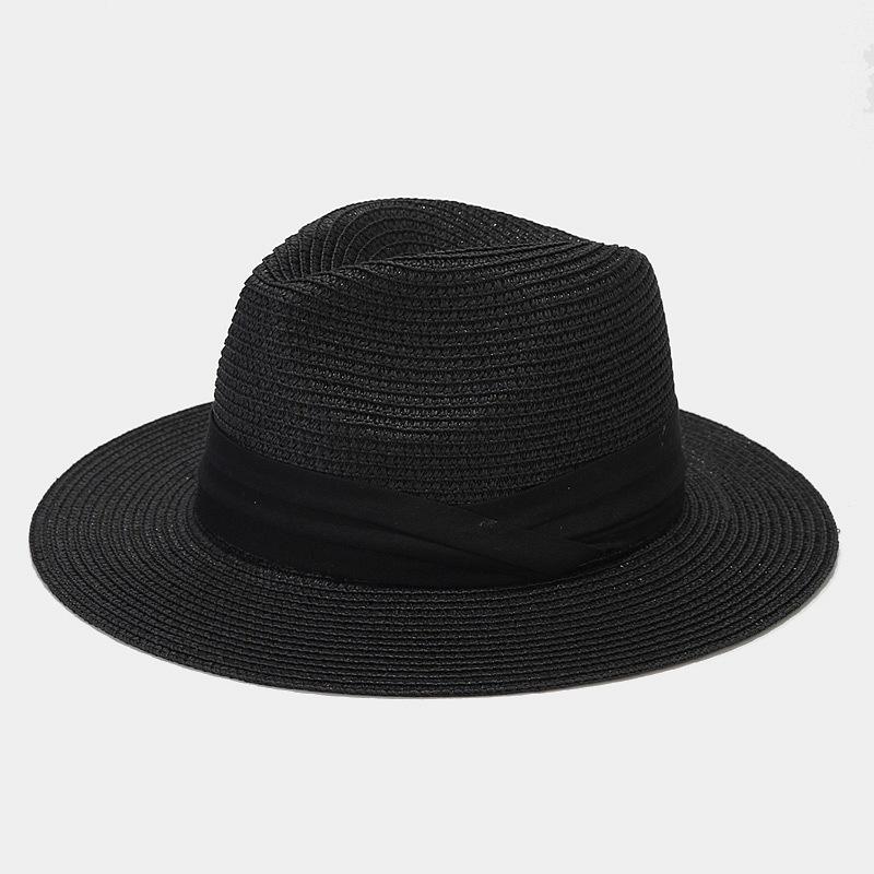 

Panama straw hat women s foldable big head circumference straw jazz hat top hat sun protection visor men one size fits all чорний