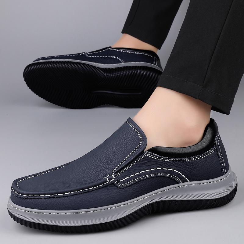 Fashion Genuine Leather Men Business Loafers Antiskid Casual Leather Walking Shoe Classic Flats Designer Outdoor Driving Minimalist Shoe