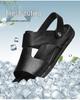 Large Summer Leather Cross-Strap Sandals, Sizes 45-46, Non-Slip Soft Sole Beach Flip-Flops for Men