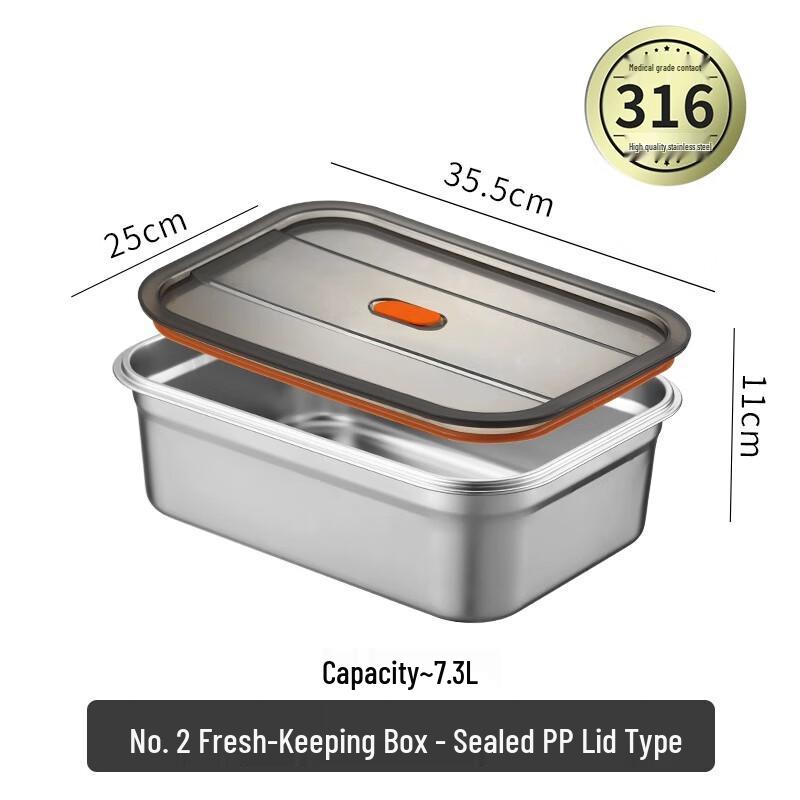 316 Stainless Steel Rectangular Food Prep & Storage Container