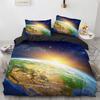 Galaxy Planet King Queen Duvet Cover Universe Sky Bedding Set 3D Blue Earth Outer Space Astronomy 2/3pcs Polyester Quilt Cover