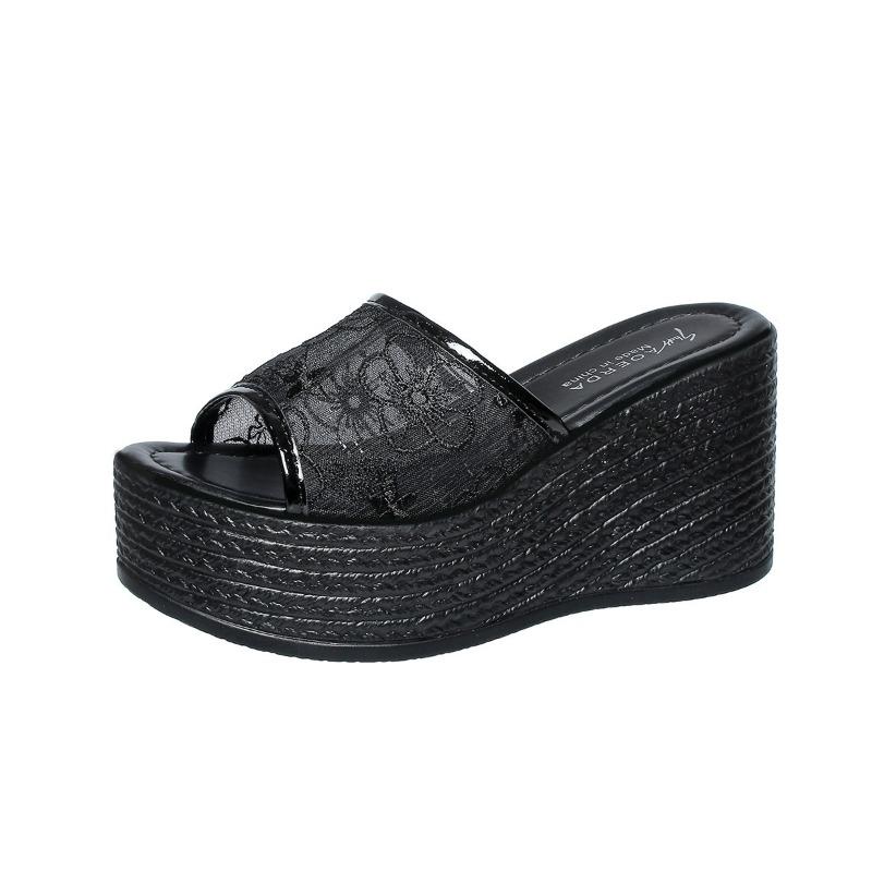 Women's Outdoor Wedge Slide Slippers, Summer New Chunky Sole Sequin Trendy Fashion Casual One‑Strap Sandals