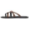Leather Criss Cross Flat Slides Brown Womens 2633510105