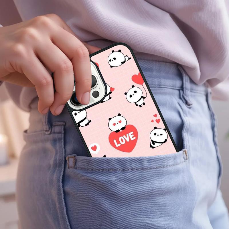

Cute Panda Animals Phone Case For iPhone 17 Air 15 16e 14 13 Pro Max Coque 12 11 Pro Max PLUS cover iPhone 17