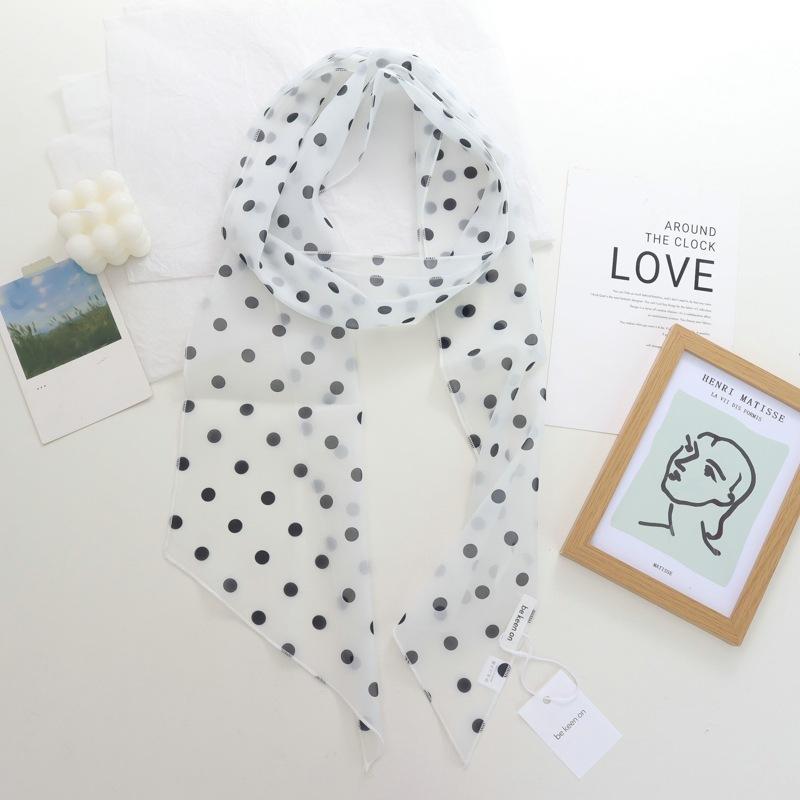 

Niche Personality Matching Polka Dot Printed Oversleeve Scarf Women s Trend All-Match Decorative Neck Scarf Hair Band Ribbon