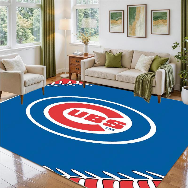 Chicago Cubs Design Crystal Velvet Rug Soft Decorative Mat for Bedroom Entrance