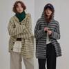 Women Versatile Color Block Striped Hooded Knit Cardigan Autumn Winter Vintage Boho Long Plus Size Sweater Coat