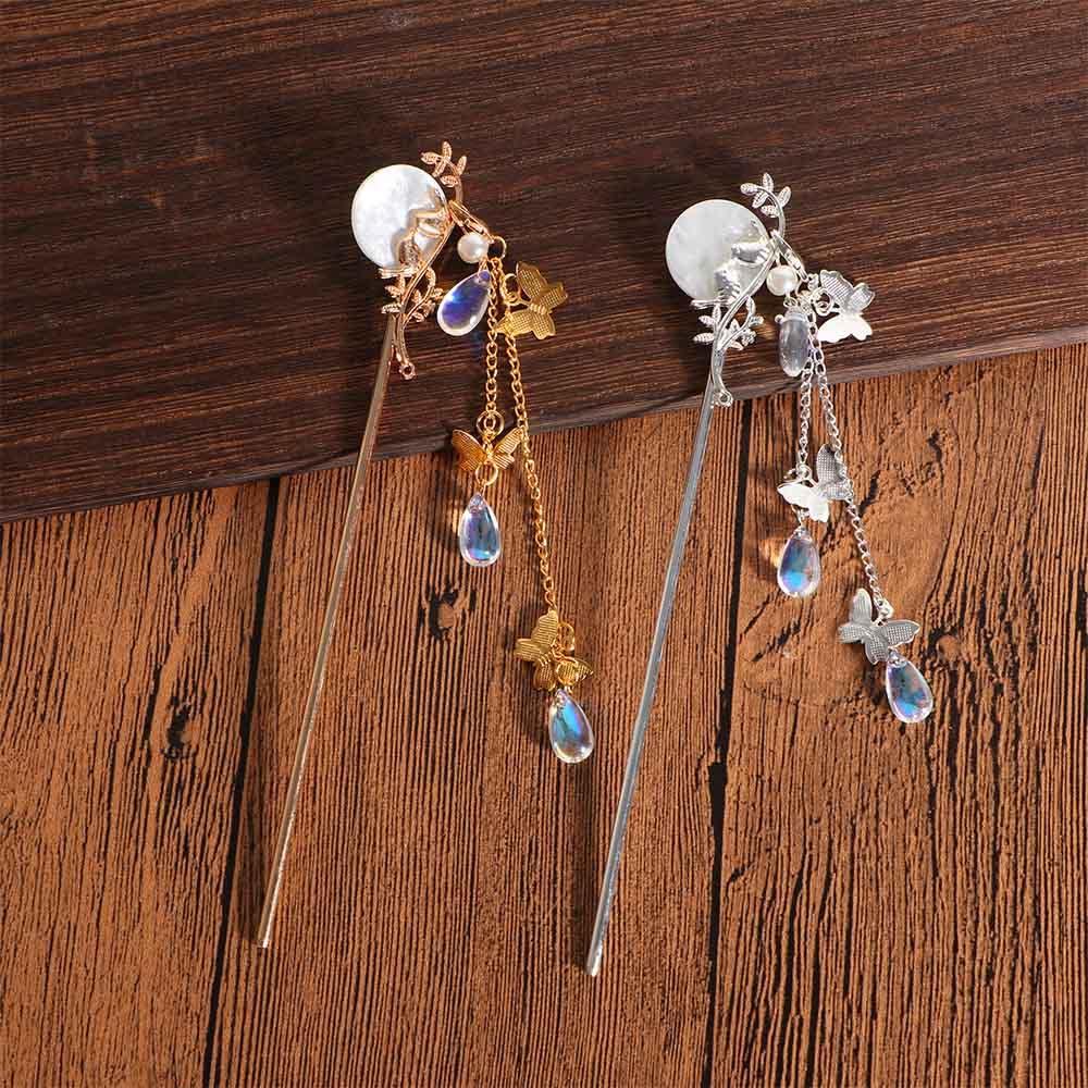 Ancient Style Butterfly Tassel Tassel Hairpin Pearl Hair Sticks Plate Hair Fork Hair Accessories