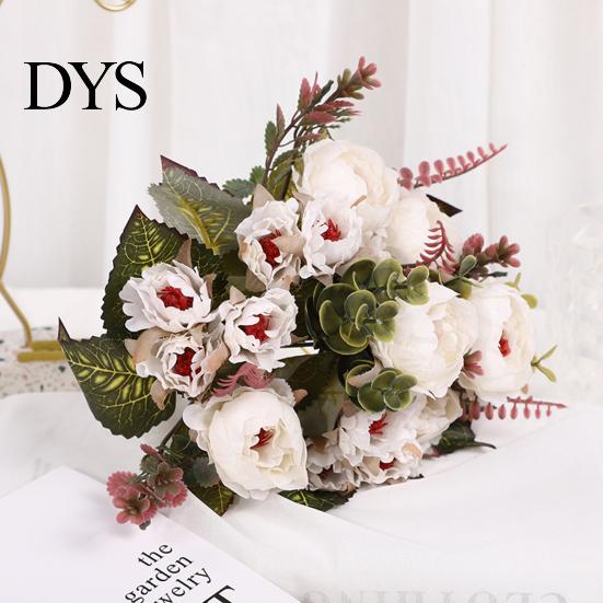 Fake Flowers Simulation Flower High Ornamental Realistic Bouquet 9 Artificial Heads Peony for Wedding