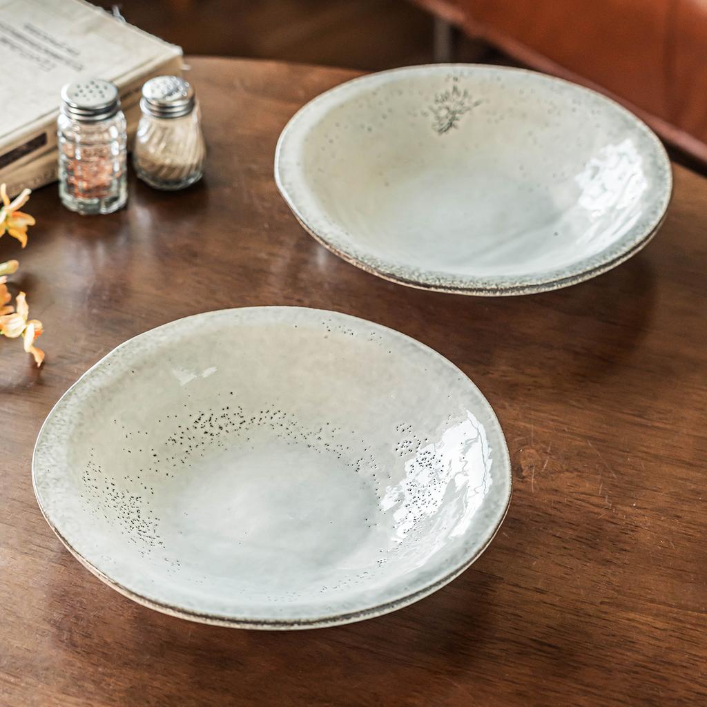 Thick Straw Hat Bowl Retro Style Old Ceramic Bowl Tableware Steak Pasta Bowl Household Vegetable Bowl Salad Bowl