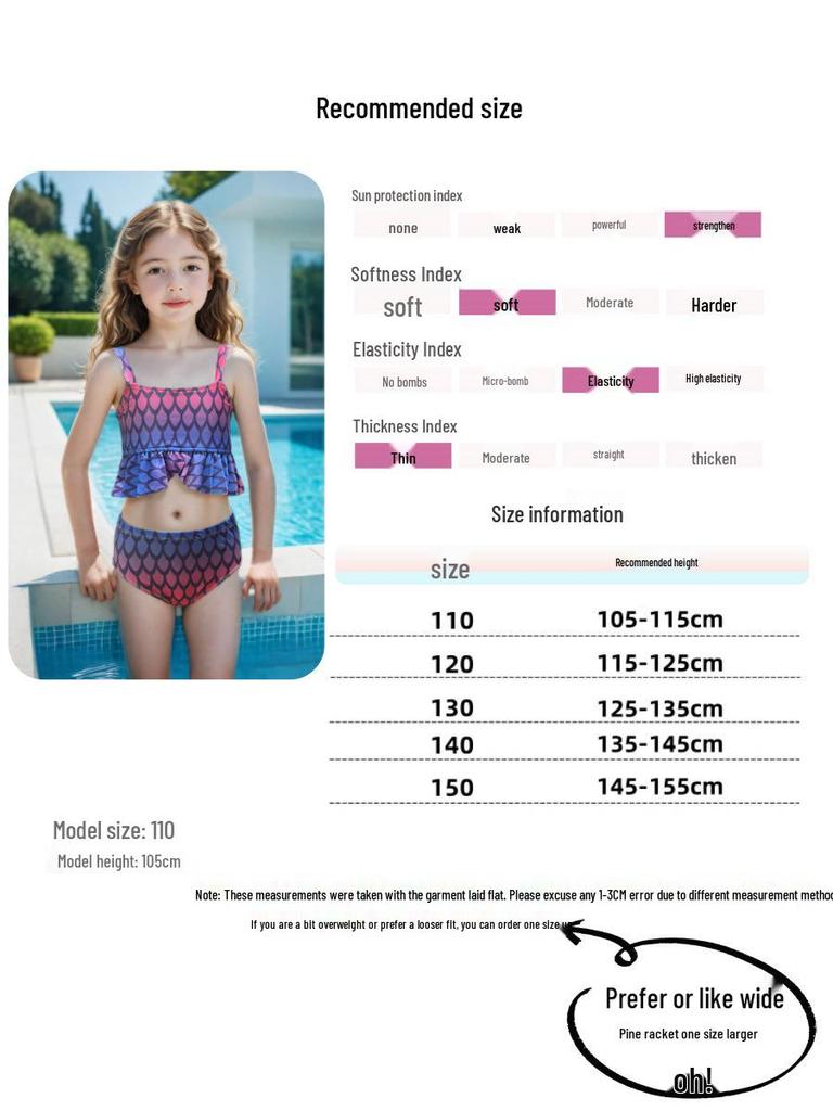 Girls' Mermaid Gradient Two-Piece Swimsuit Party Costume