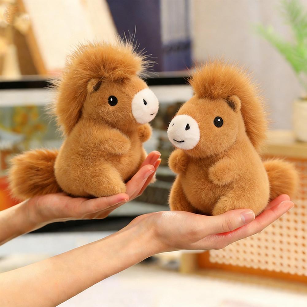 Mini Horse Plush Toy Cute Fluffy Baby Horse Stuffed Animal Desktop Pets Decor New Year Mascot Gift For Kids Friends 13Cm